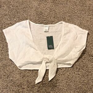 wild fable White Tie-Front Cropped Top